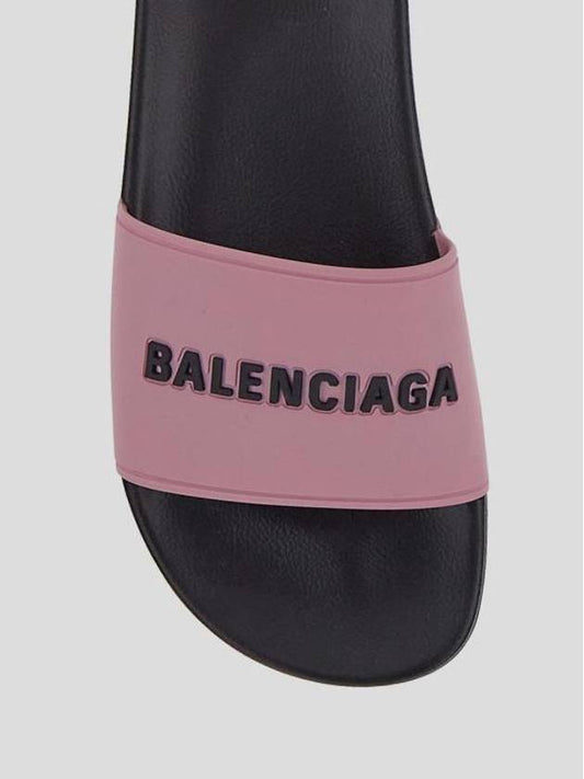 Luxury Balenciaga Logo Pool Slippers Pink