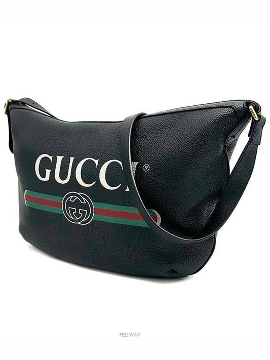Luxury Gucci Trending 2025 Leather logo printing half moon hobo shoulder bag 523588