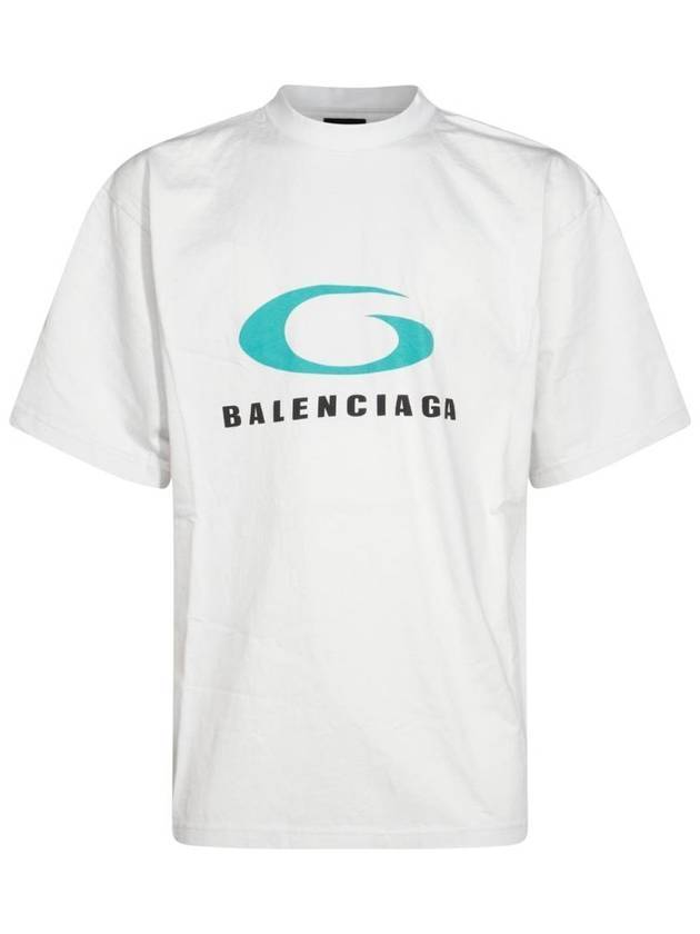 Luxury Balenciaga Logo Print Cotton Short Sleeve T-Shirt White