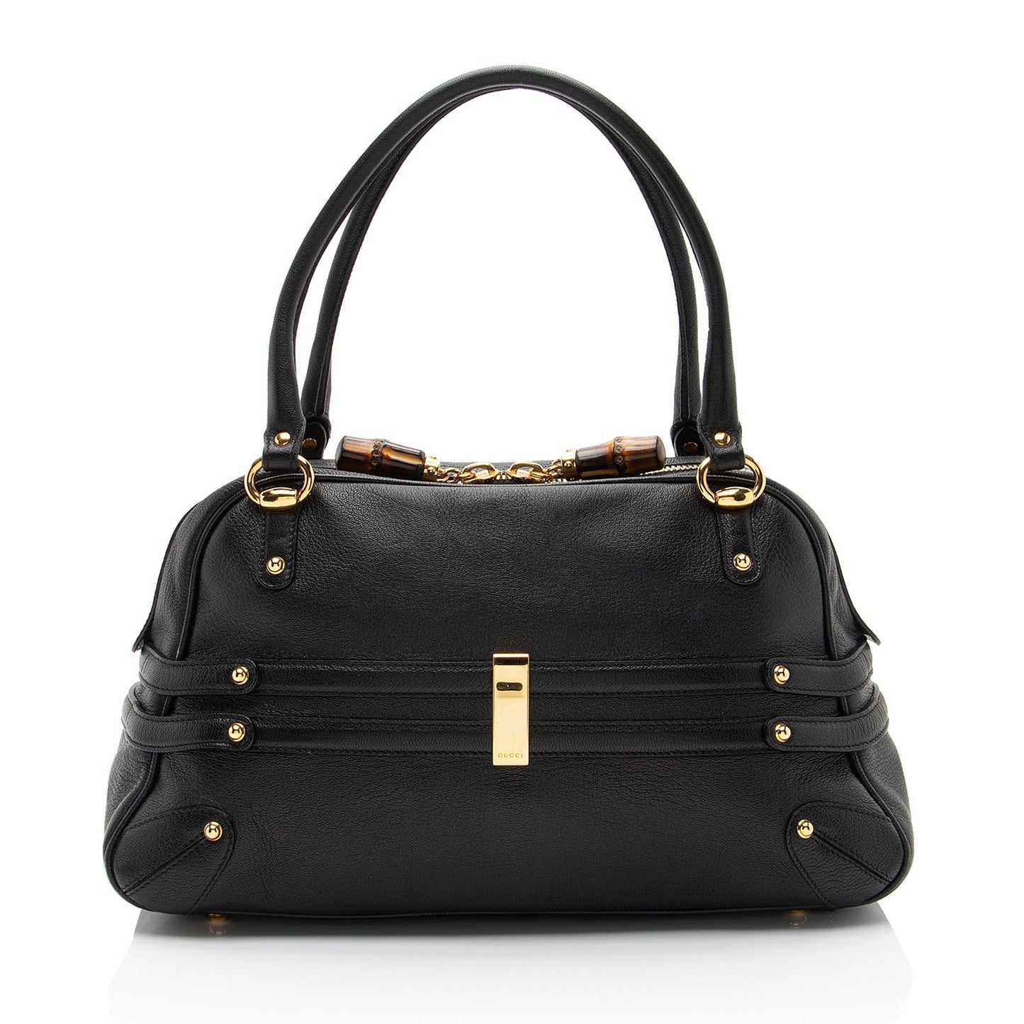 Luxury Gucci Trending 2025 Leather Bamboo Horsebit Wave Satchel