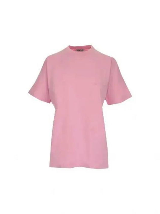 Luxury Balenciaga Women's Logo Cotton Short Sleeve T-Shirt Pink