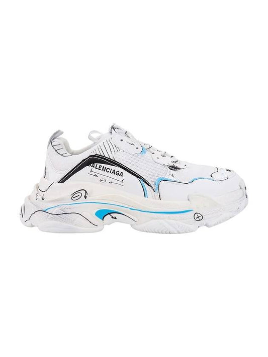 Luxury Balenciaga Triple S Sketch All Over Logo Low Top Sneakers White