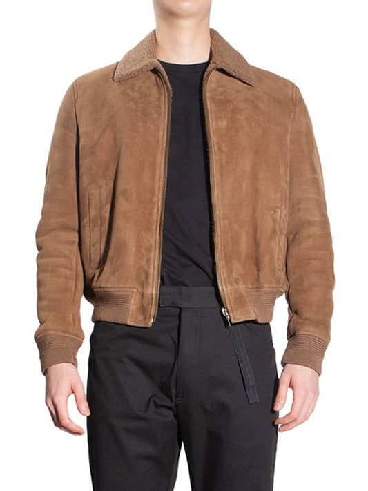 Luxury Saint Laurent Shearing Zip-Up Jacket Brown