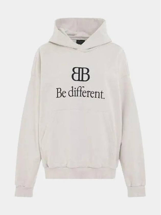 Luxury Balenciaga BB Logo Print Hoodie Cream