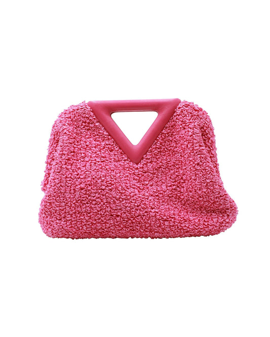 Luxury Bottega Veneta Small Point Quilted Shoulder Bag in Pink Lambskin Leather