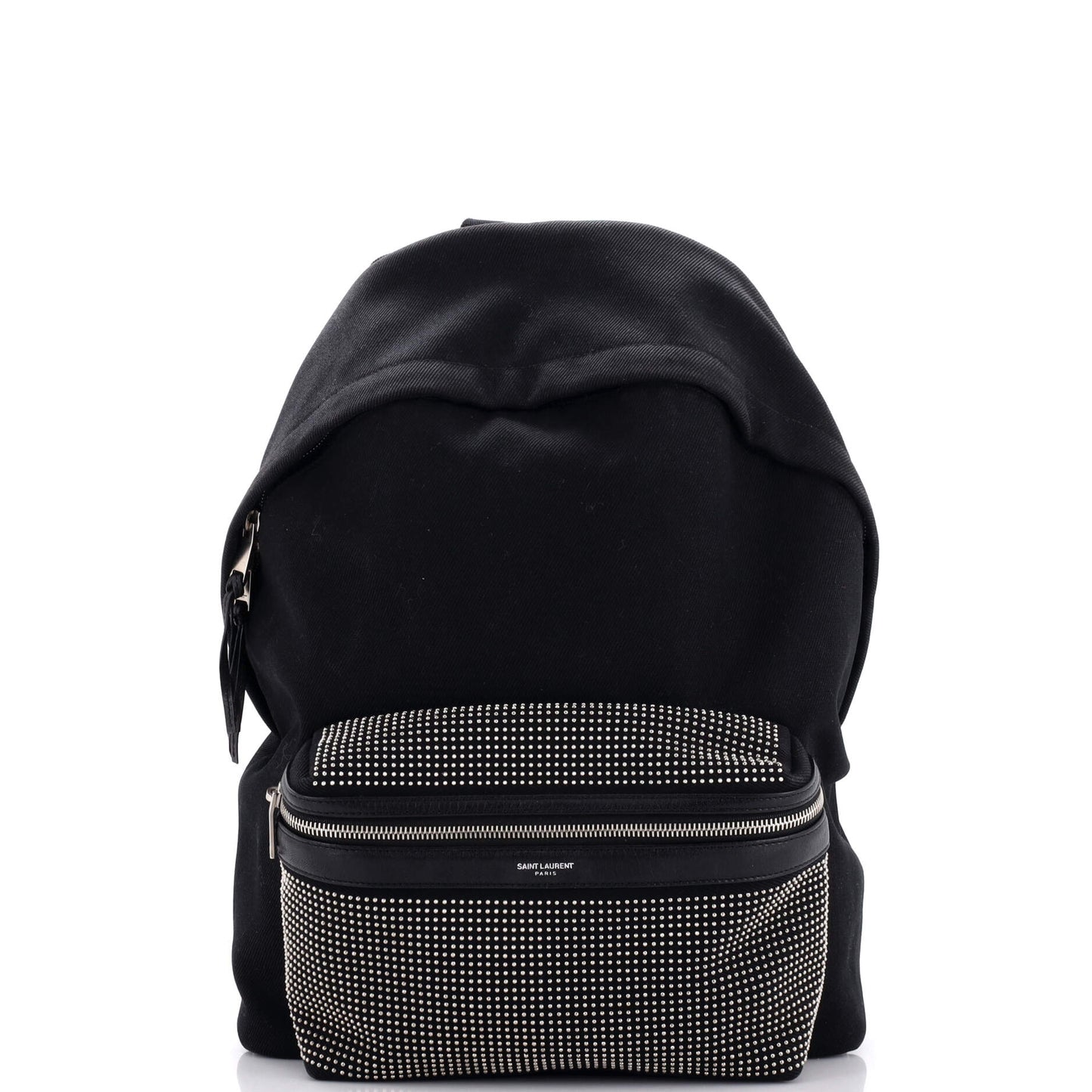 Luxury Saint Laurent City Backpack Studded Canvas Medium