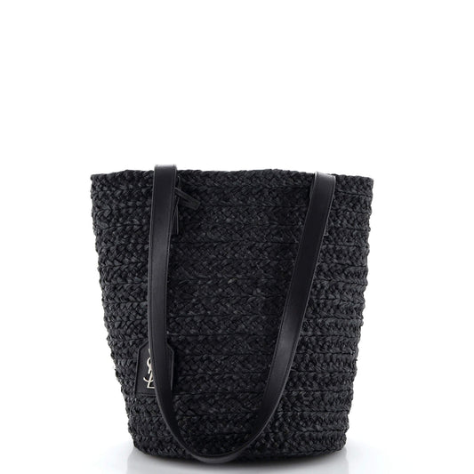 Luxury Saint Laurent Panier Basket Shopper Raffia Small