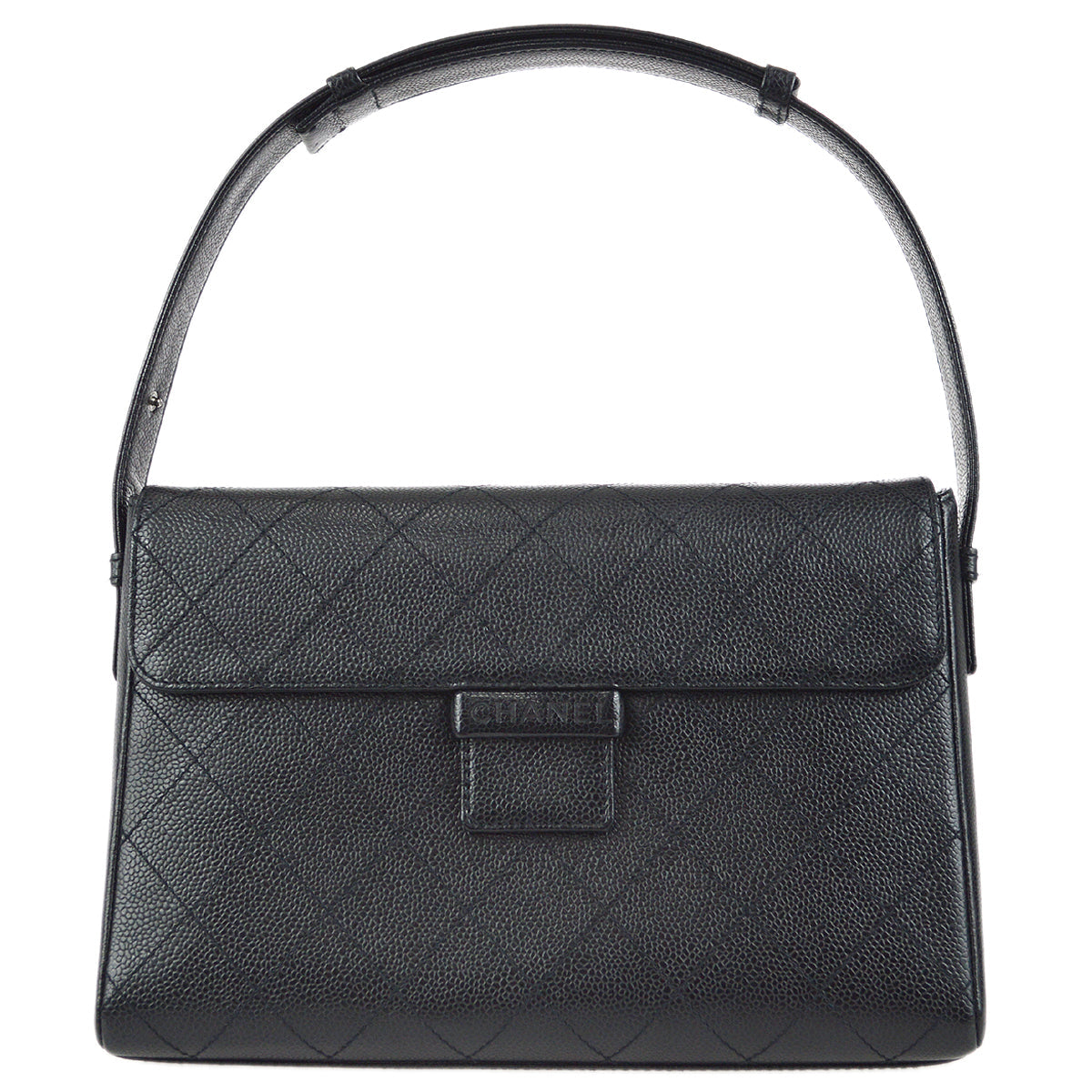 Luxury Chanel 1997-1999 Logo Handbag Black Caviar