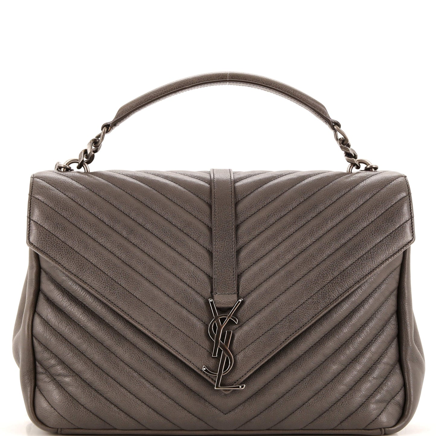 Luxury Saint Laurent Classic Monogram College Bag Matelasse Chevron Leather Large