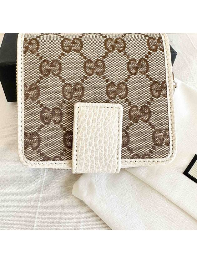 Luxury Gucci Trending 2025 GG Zipper Medium Canvas Half Wallet White Beige