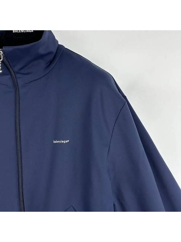 Luxury Balenciaga Logo Zip-Up Jacket Navy