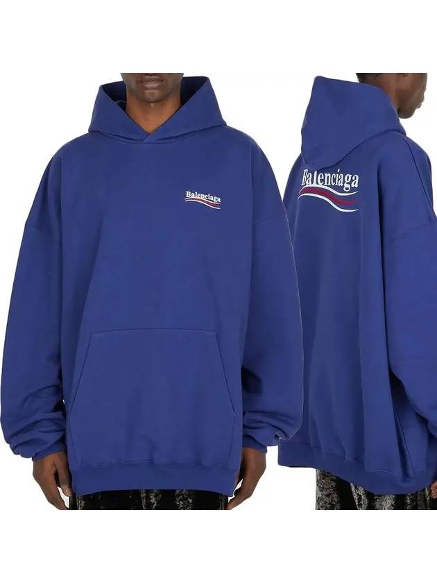 Luxury Balenciaga Logo Print Oversized Hoodie Blue