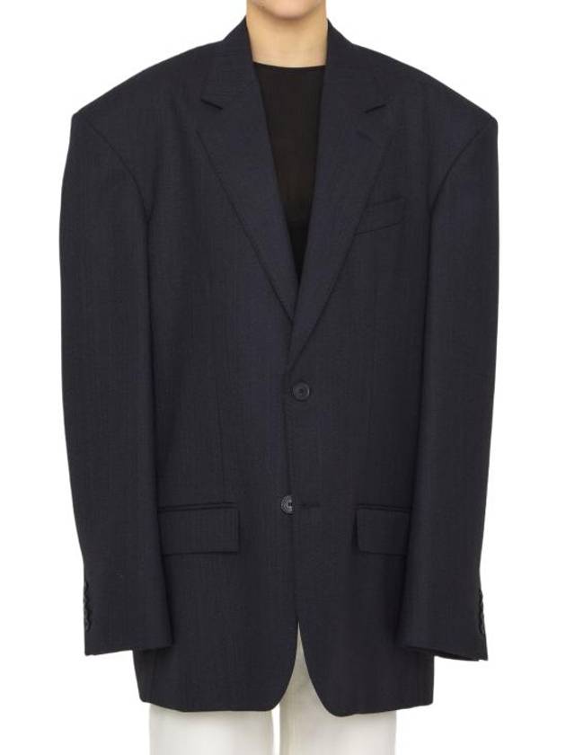 Luxury Balenciaga Pinstripe Wool Blazer Jacket Black