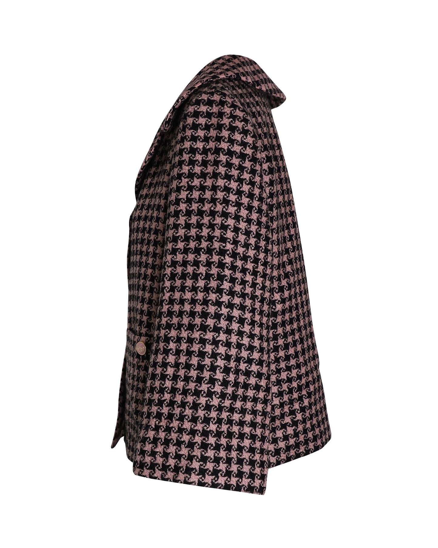 Luxury Gucci Trending 2025 Houndstooth Jacket in Pink Wool