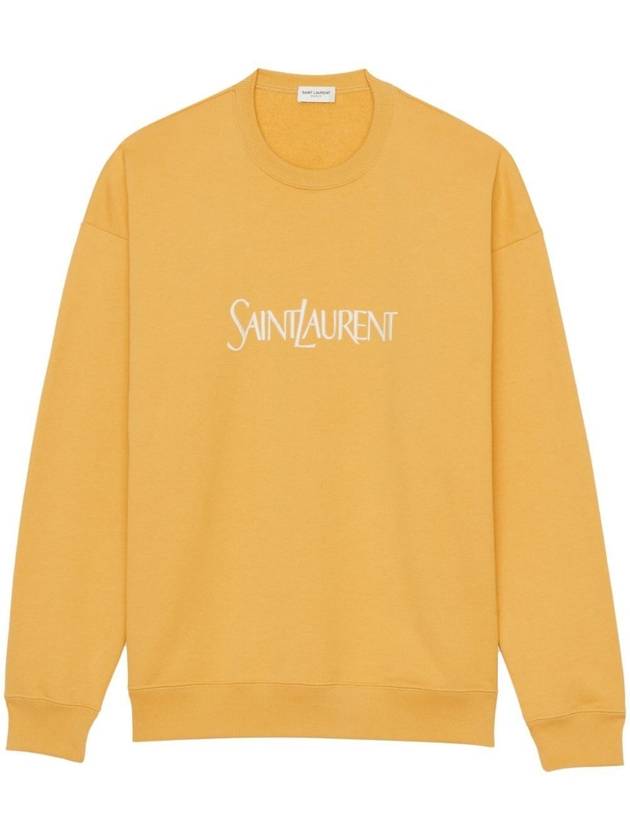 Luxury Saint Laurent Embroidered Logo Organic Cotton Sweatshirt Yellow