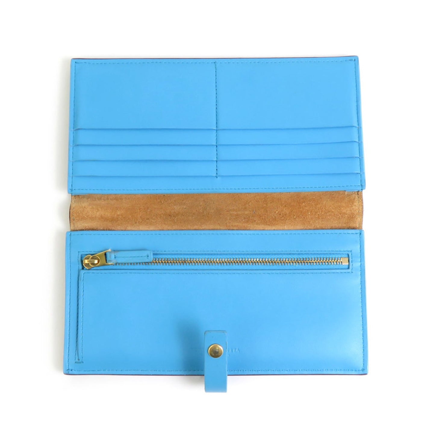 Luxury Bottega Veneta blue  Leather Long Wallet (Bi-Fold) ()
