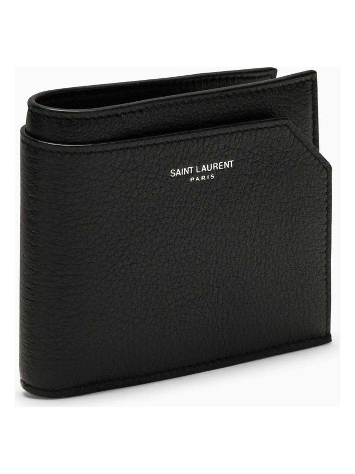 Luxury Saint Laurent Men's Grained Leather East/west Wallet With Coin Purse in Black | 783745AADA3