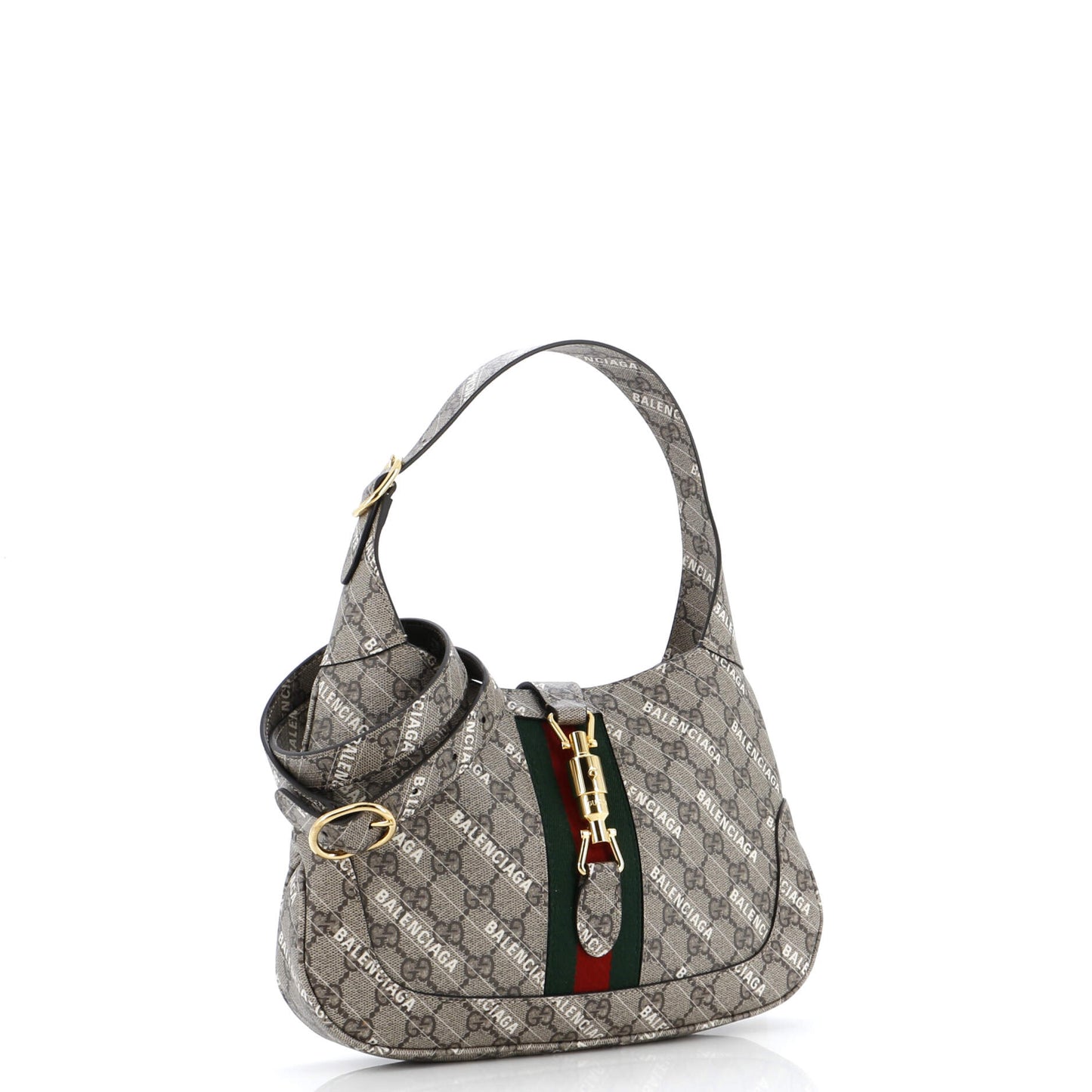 x Luxury Balenciaga The Hacker Project Jackie 1961 Hobo GG Coated Canvas Small