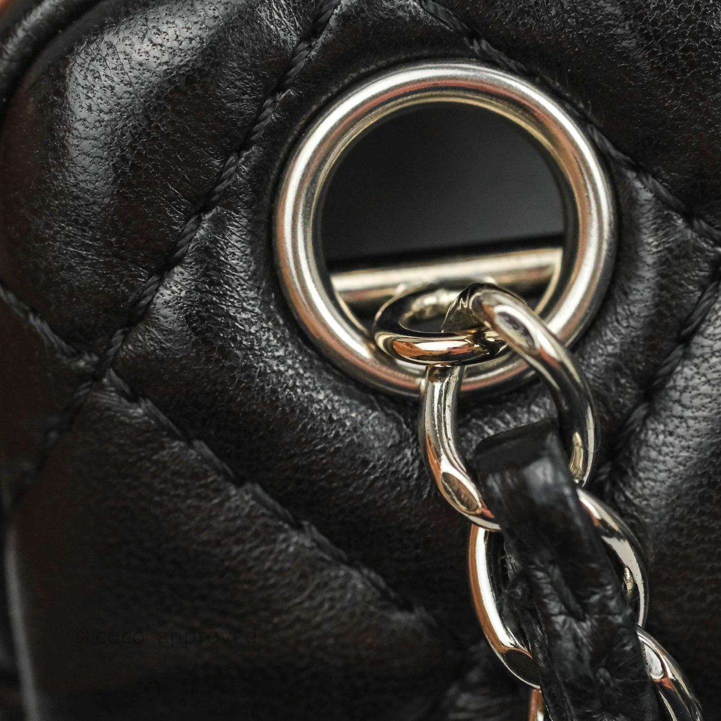 Chanel Quilted Camera Case Bag Black Lambskin Silver Hardware