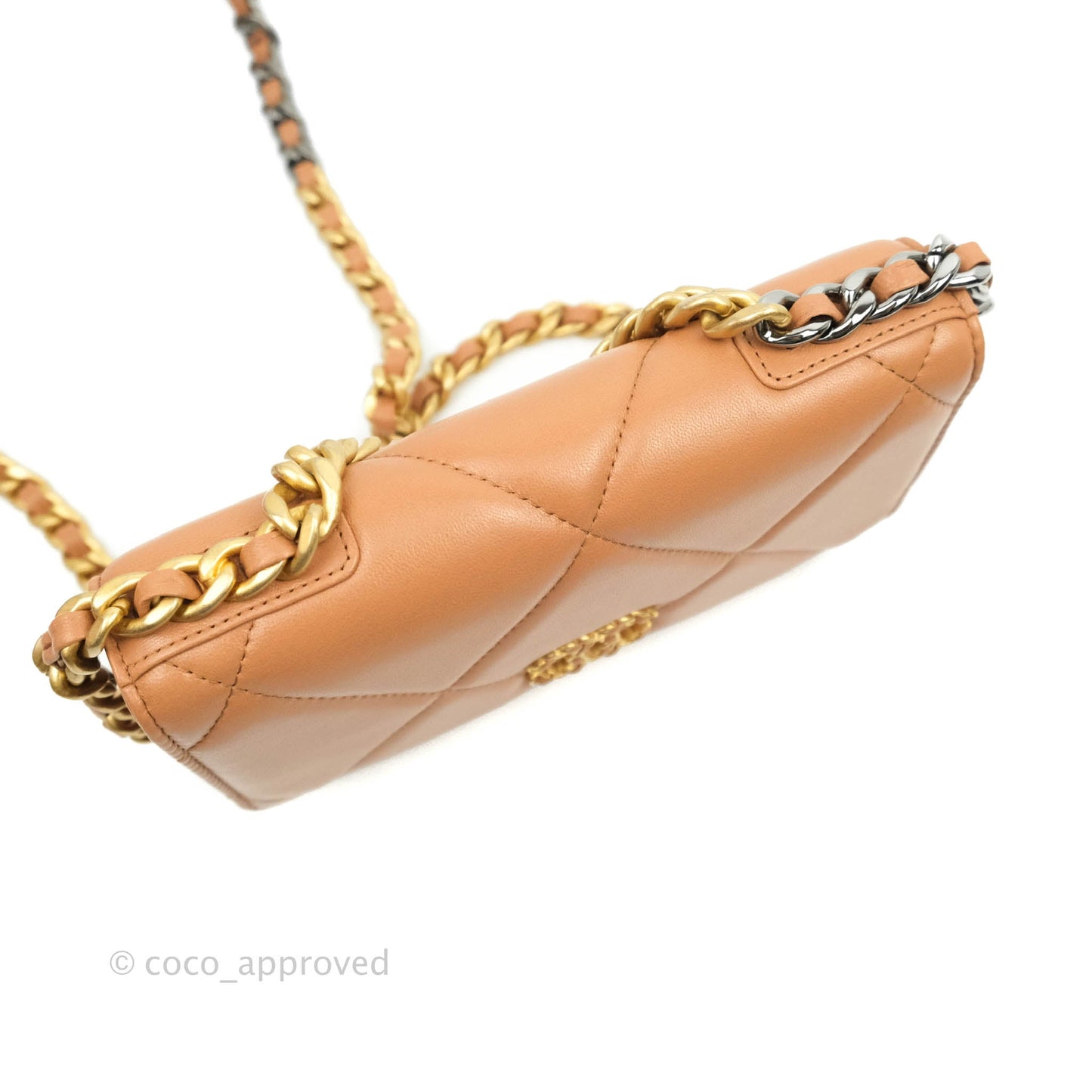 Chanel 19 Wallet on Chain WOC Dark Beige Caramel Lambskin Mixed Hardware 21K