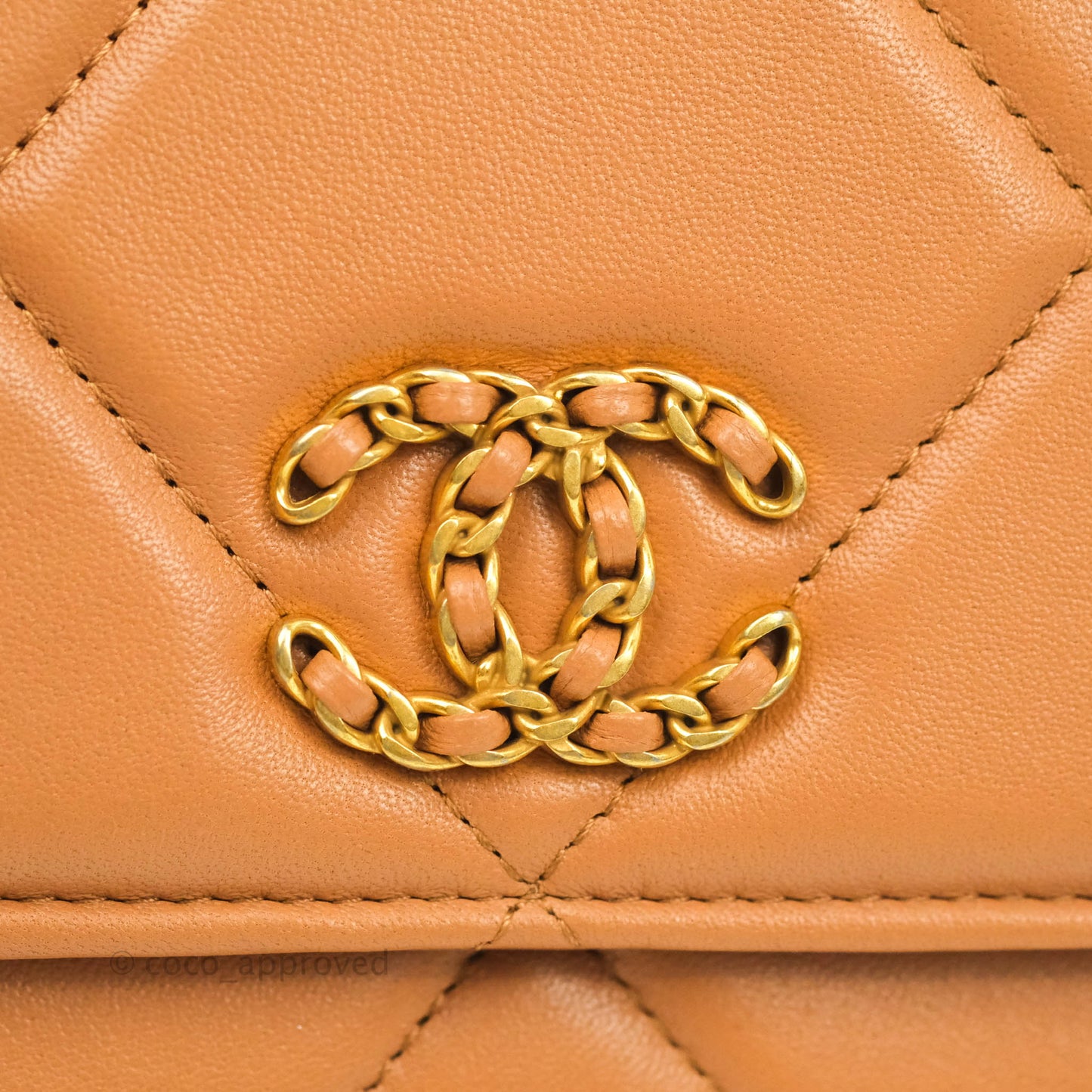 Chanel 19 Wallet on Chain WOC Dark Beige Caramel Lambskin Mixed Hardware 21K