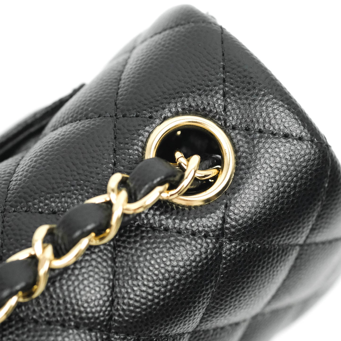 Chanel Quilted Mini Rectangular Black Caviar Gold Hardware 18B