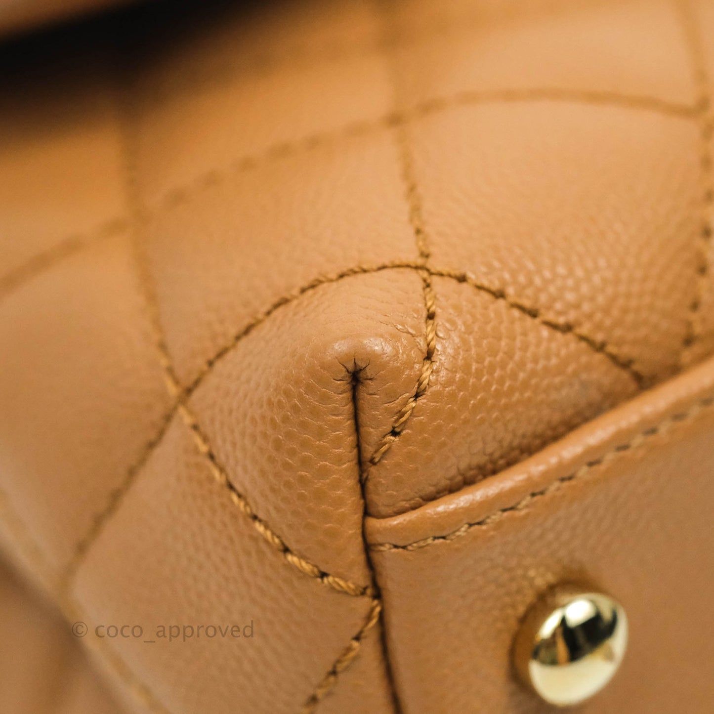 Chanel Mini (Small) Coco Handle Quilted Caramel Dark Beige Caviar Gold Hardware 21P
