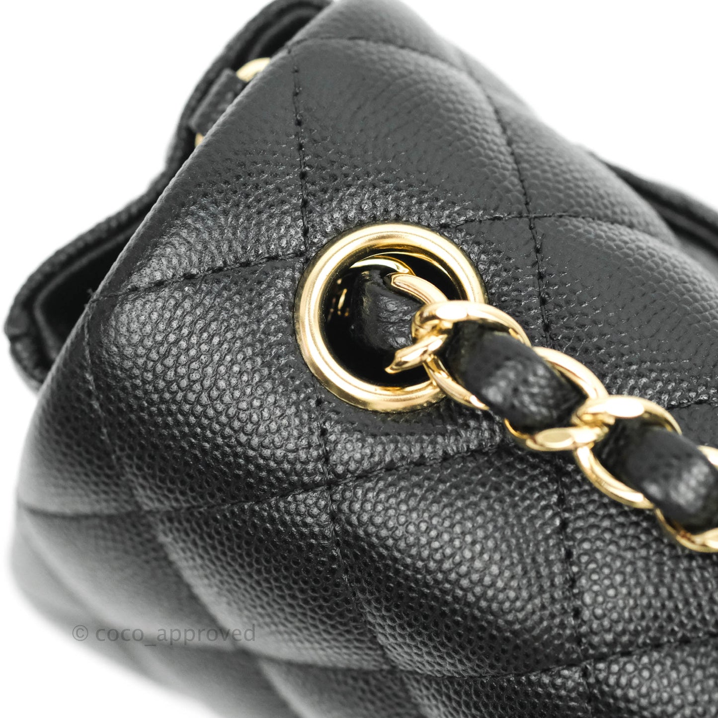 Chanel Quilted Mini Rectangular Black Caviar Gold Hardware 18B