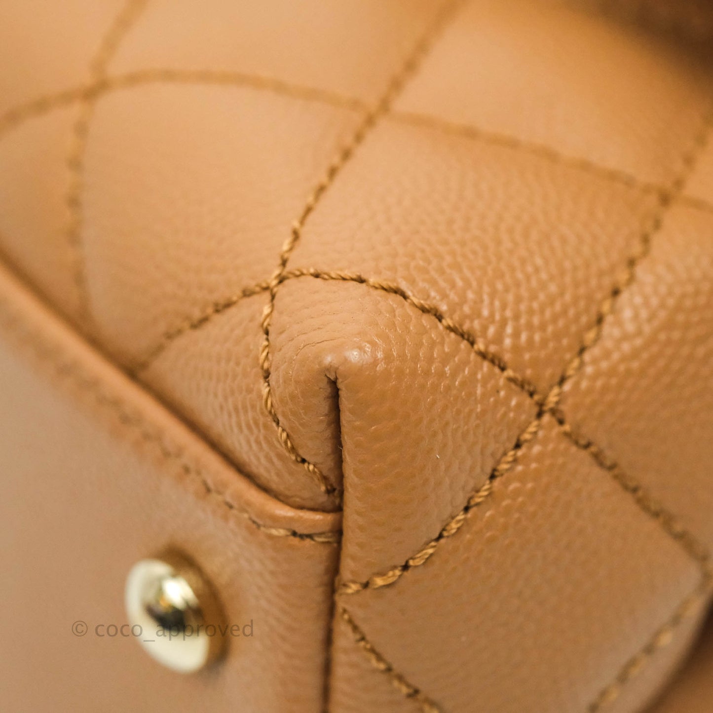 Chanel Mini (Small) Coco Handle Quilted Caramel Dark Beige Caviar Gold Hardware 21P