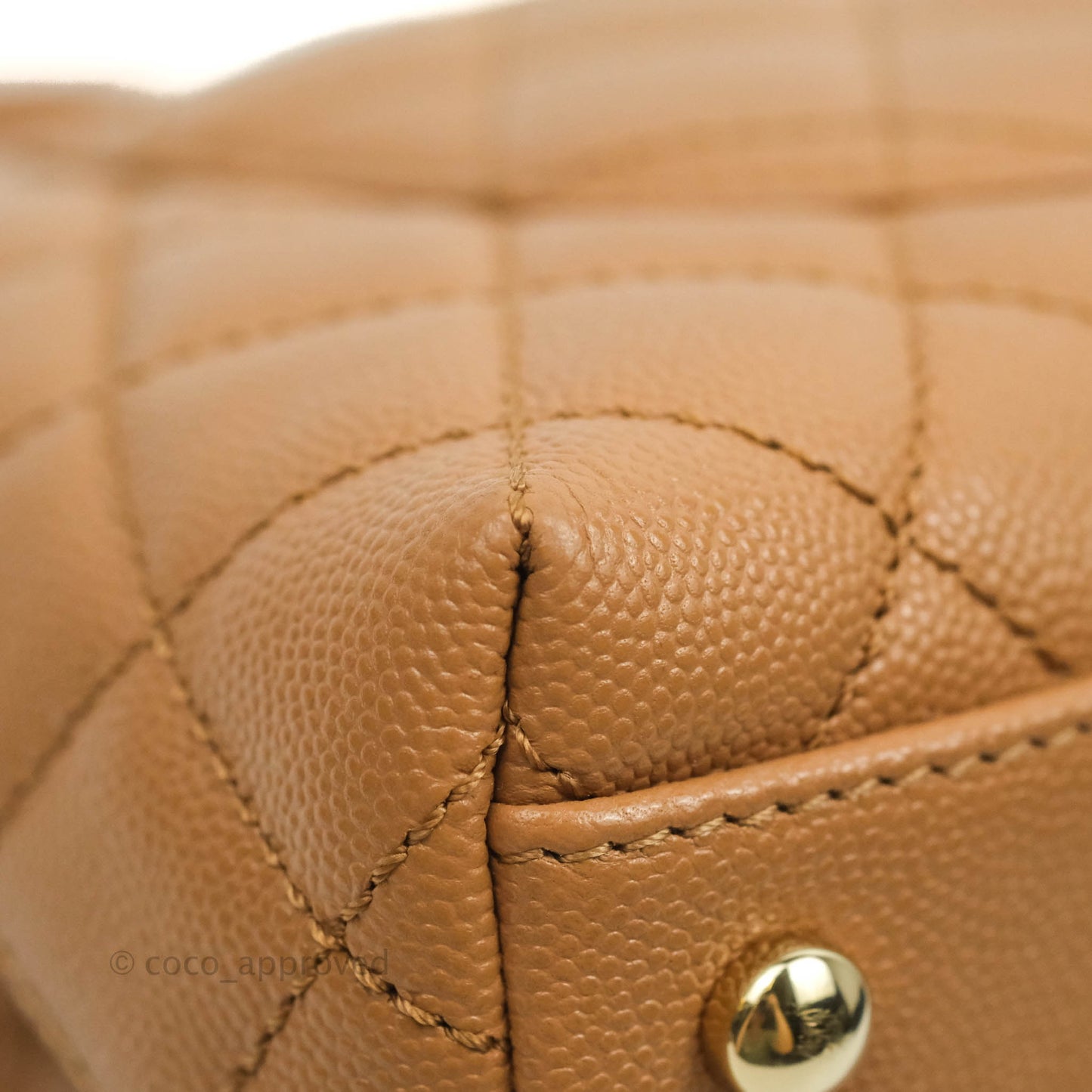 Chanel Mini (Small) Coco Handle Quilted Caramel Dark Beige Caviar Gold Hardware 21P