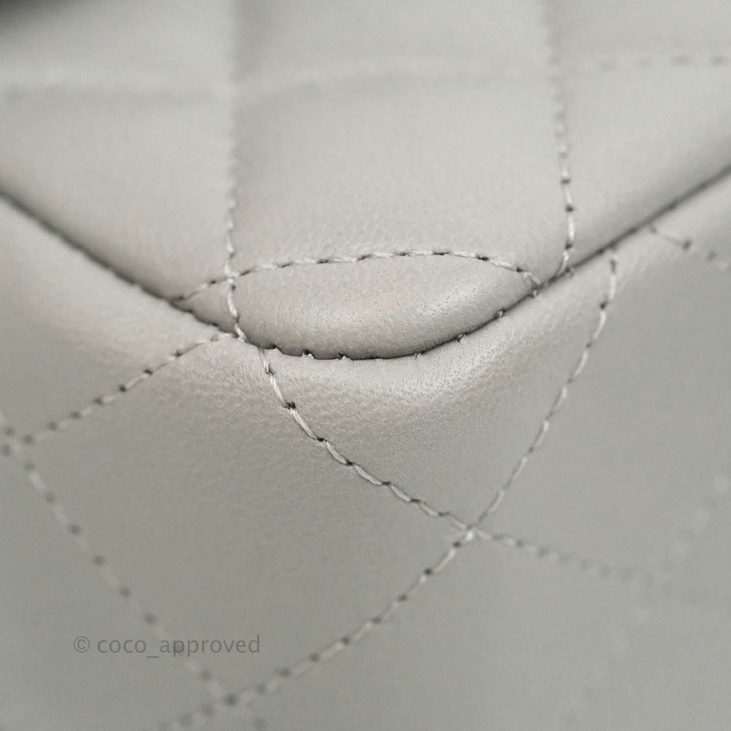 Chanel Classic Quilted Mini Rectangular Flap Grey Lambskin Silver Hardware 21B