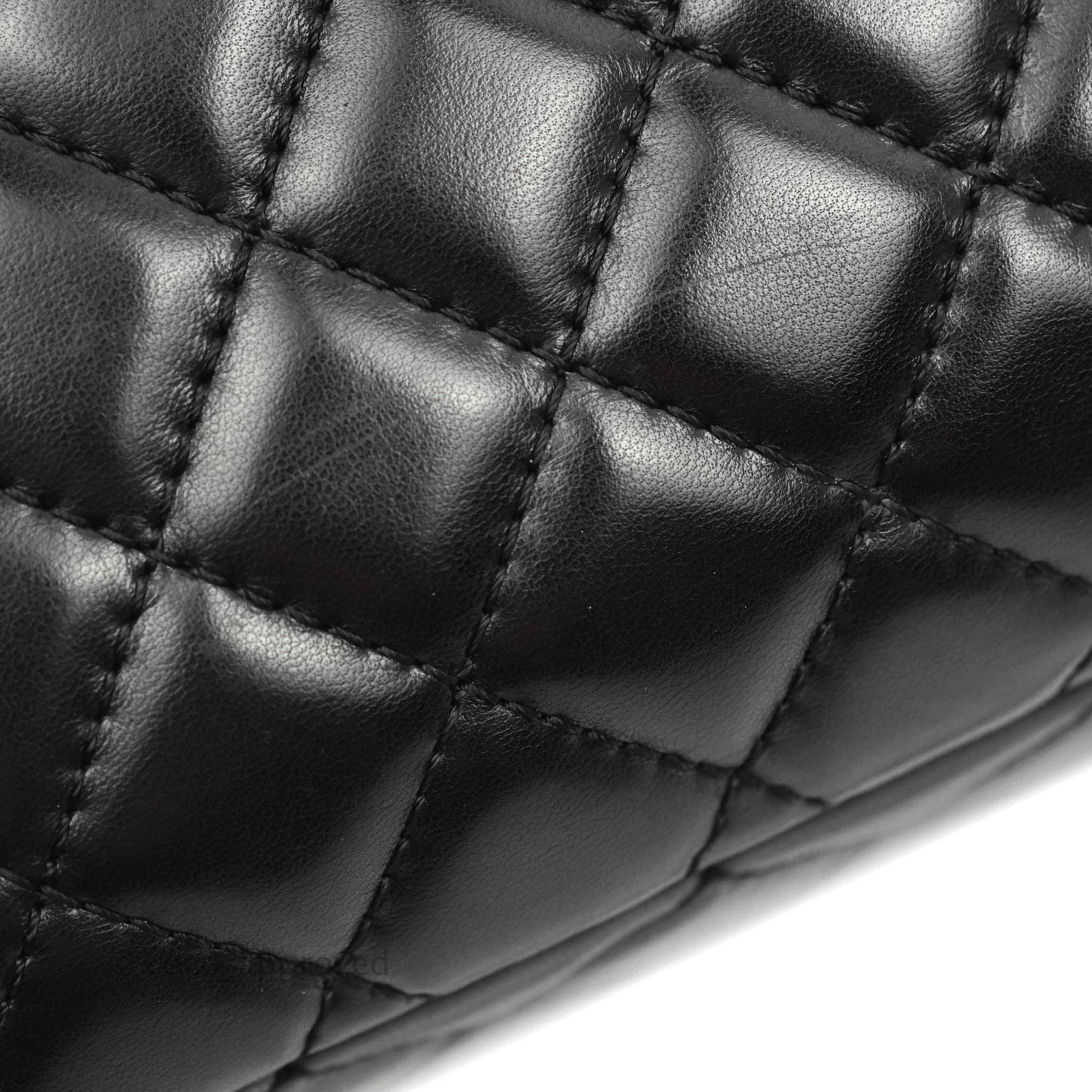 Chanel Quilted Camera Case Bag Black Lambskin Silver Hardware