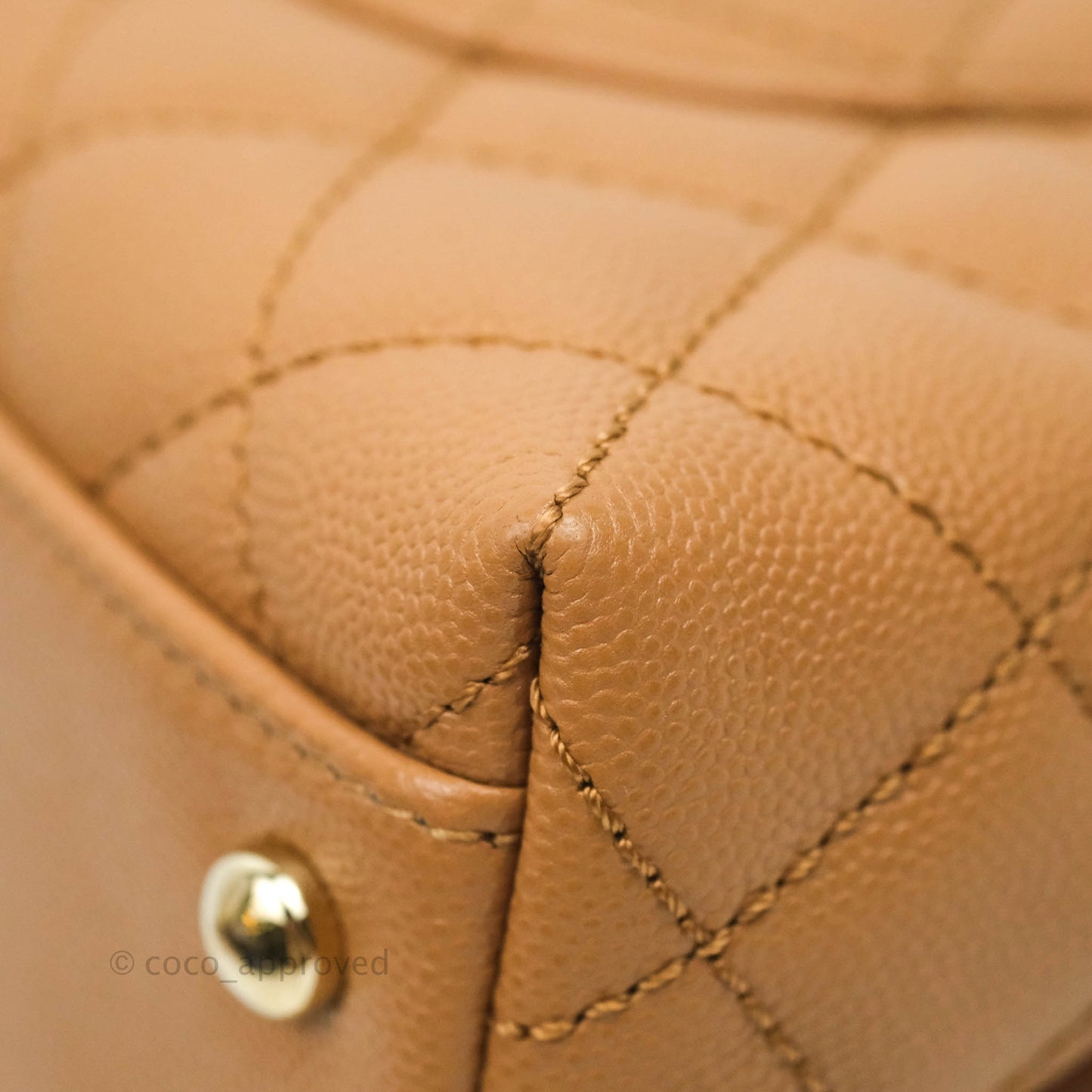 Chanel Mini (Small) Coco Handle Quilted Caramel Dark Beige Caviar Gold Hardware 21P