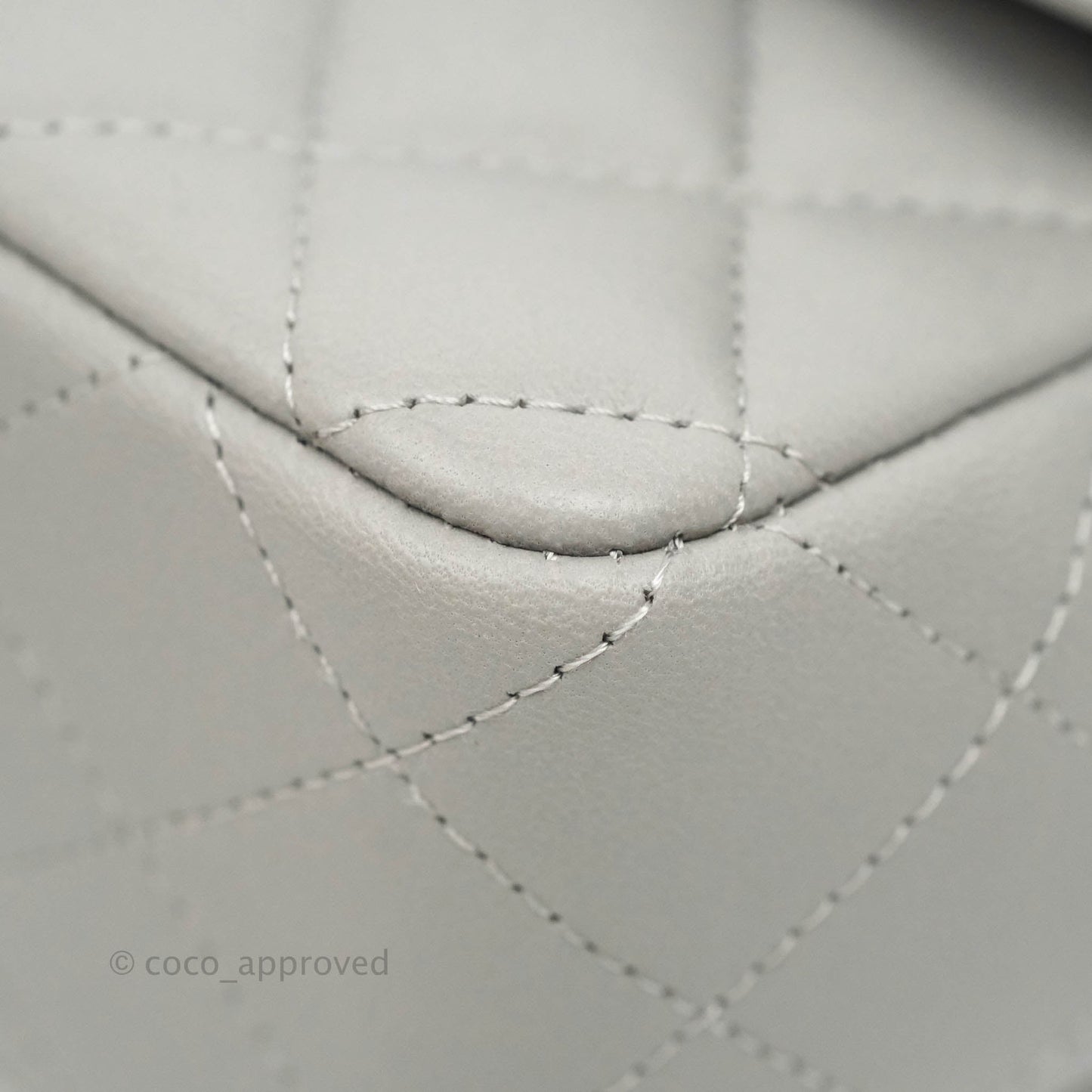 Chanel Classic Quilted Mini Rectangular Flap Grey Lambskin Silver Hardware 21B