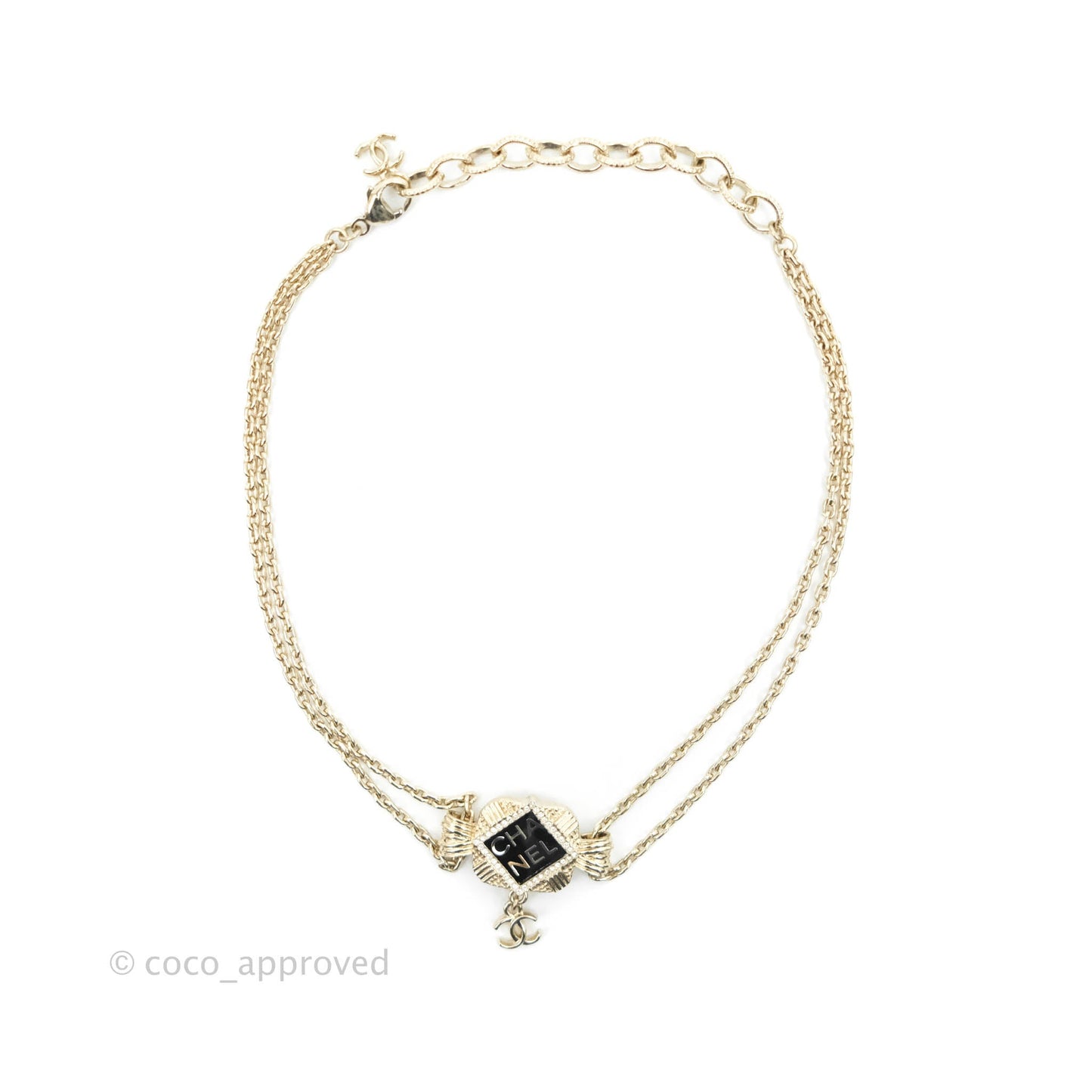 Chanel CC Crystal Choker/Necklace Gold Tone 21A