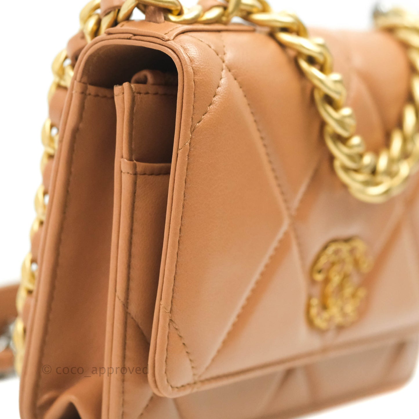 Chanel 19 Wallet on Chain WOC Dark Beige Caramel Lambskin Mixed Hardware 21K