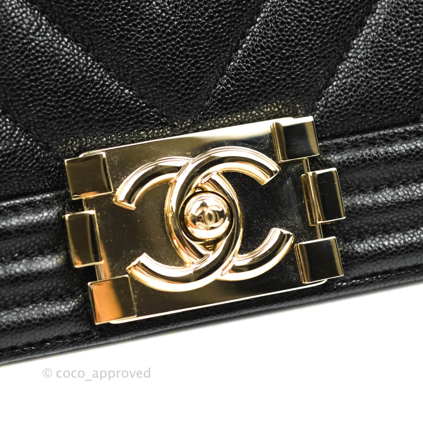 Chanel Boy Chevron Medium Black Caviar Gold Hardware
