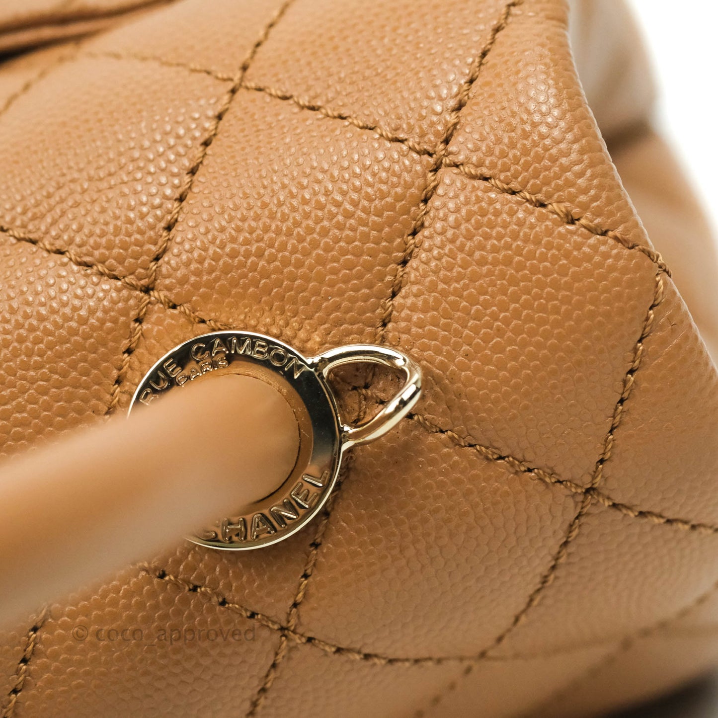 Chanel Mini (Small) Coco Handle Quilted Caramel Dark Beige Caviar Gold Hardware 21P