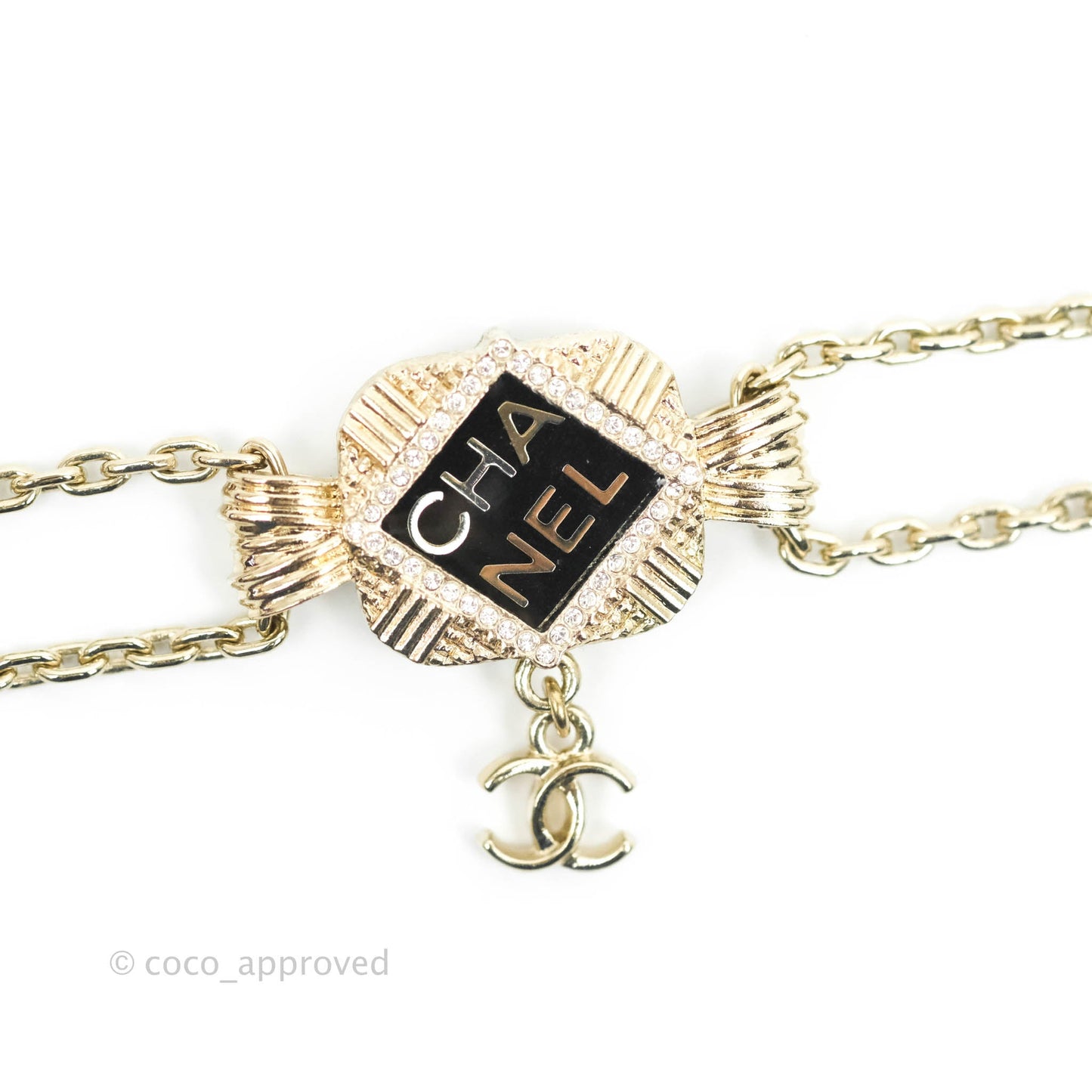 Chanel CC Crystal Choker/Necklace Gold Tone 21A