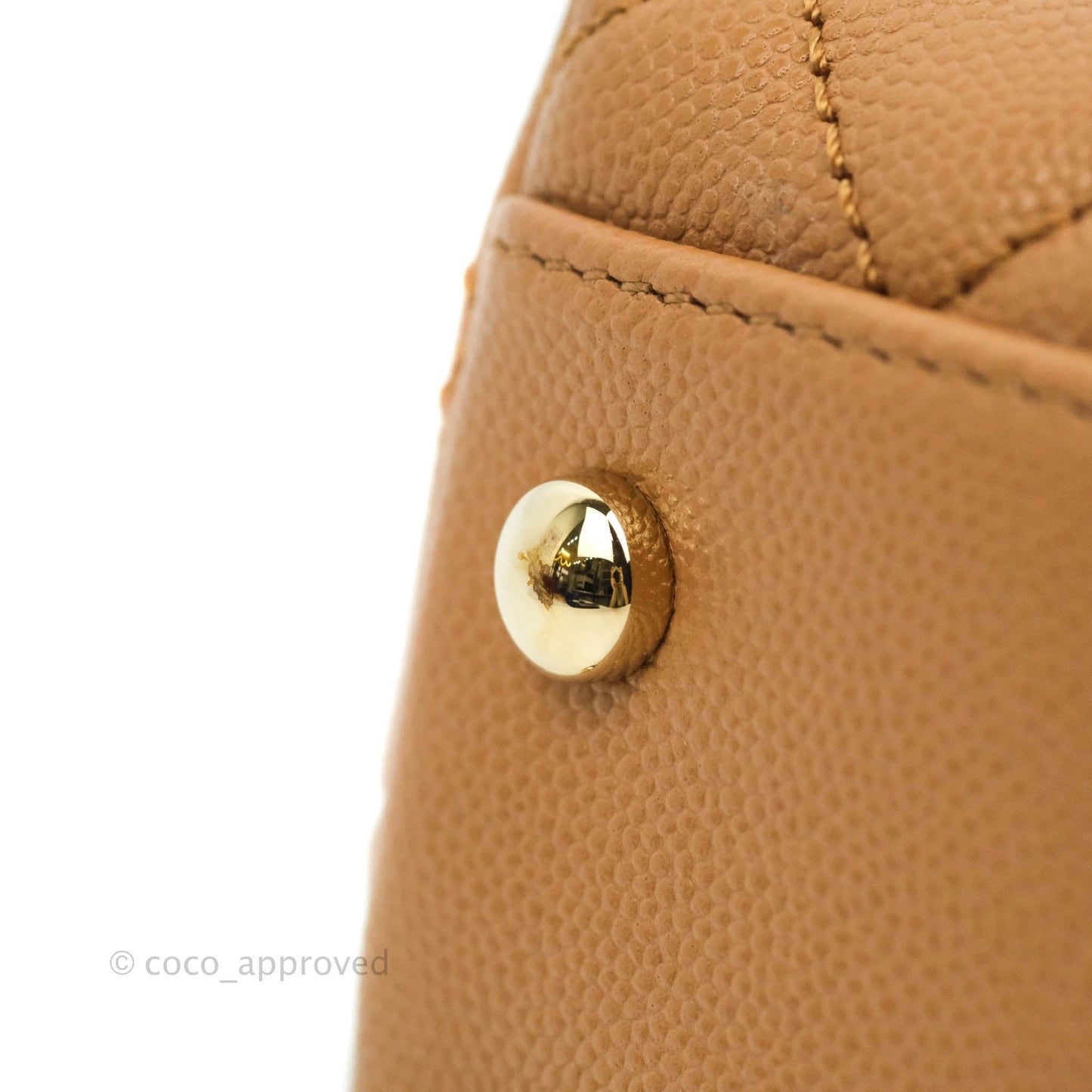 Chanel Mini (Small) Coco Handle Quilted Caramel Dark Beige Caviar Gold Hardware 21P