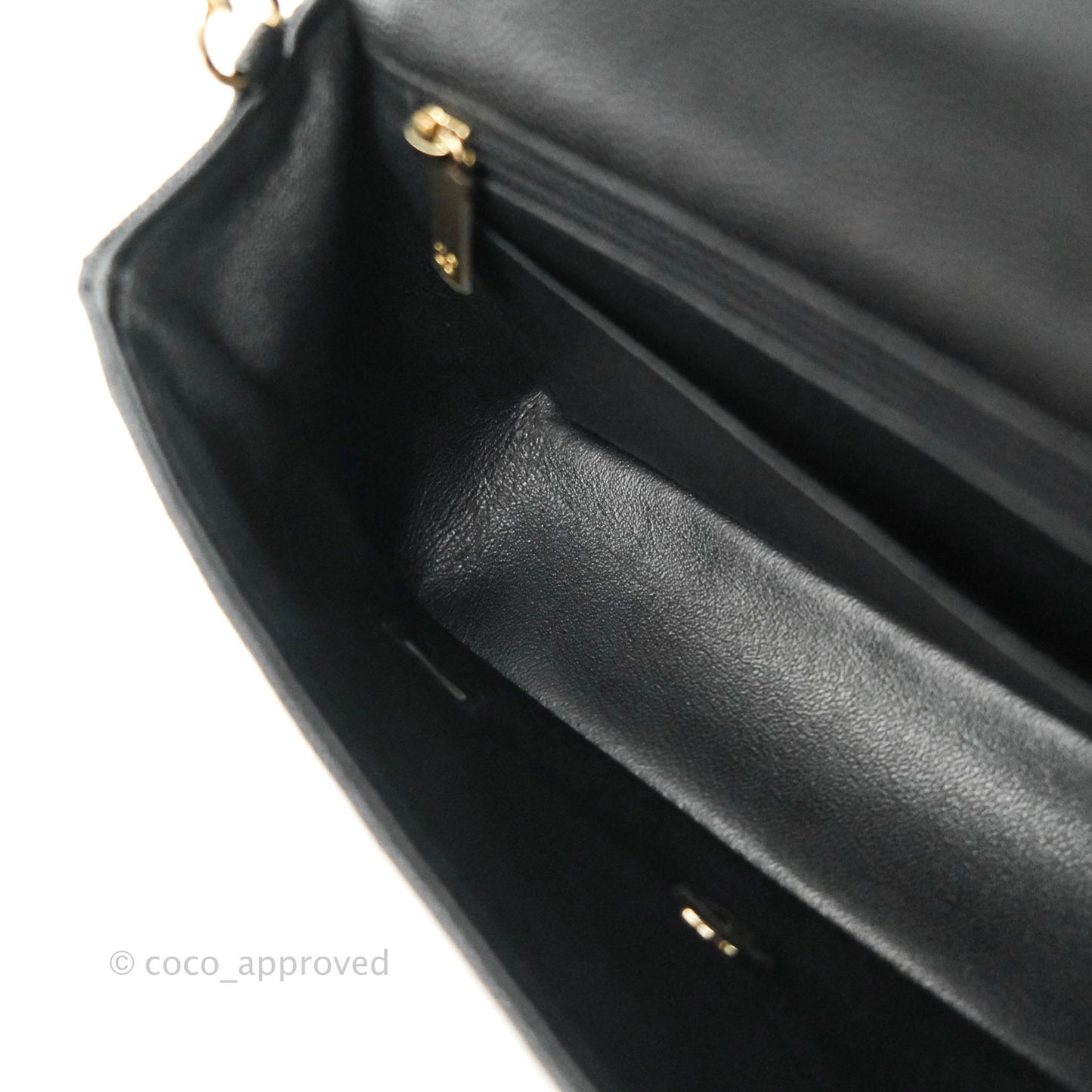 Chanel Quilted Mini Rectangular Black Caviar Gold Hardware 18B