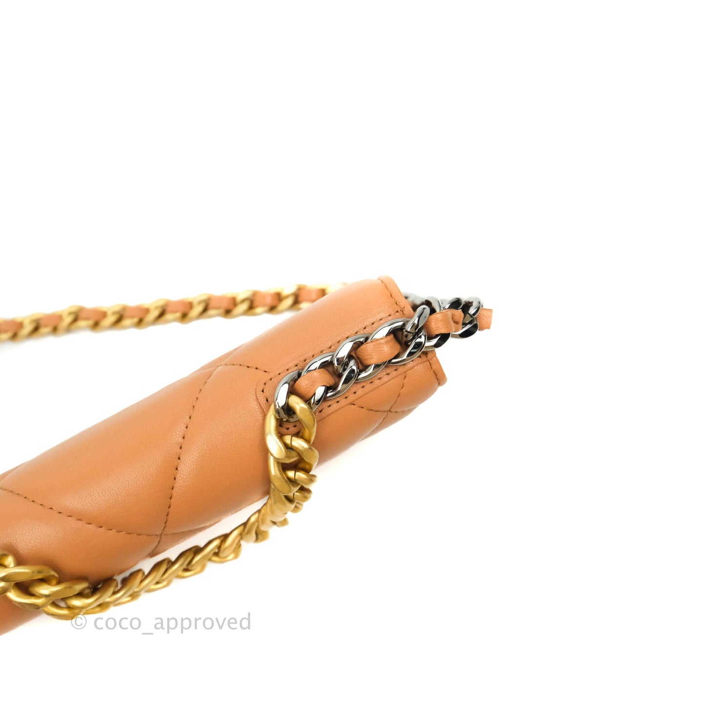 Chanel 19 Wallet on Chain WOC Dark Beige Caramel Lambskin Mixed Hardware 21K