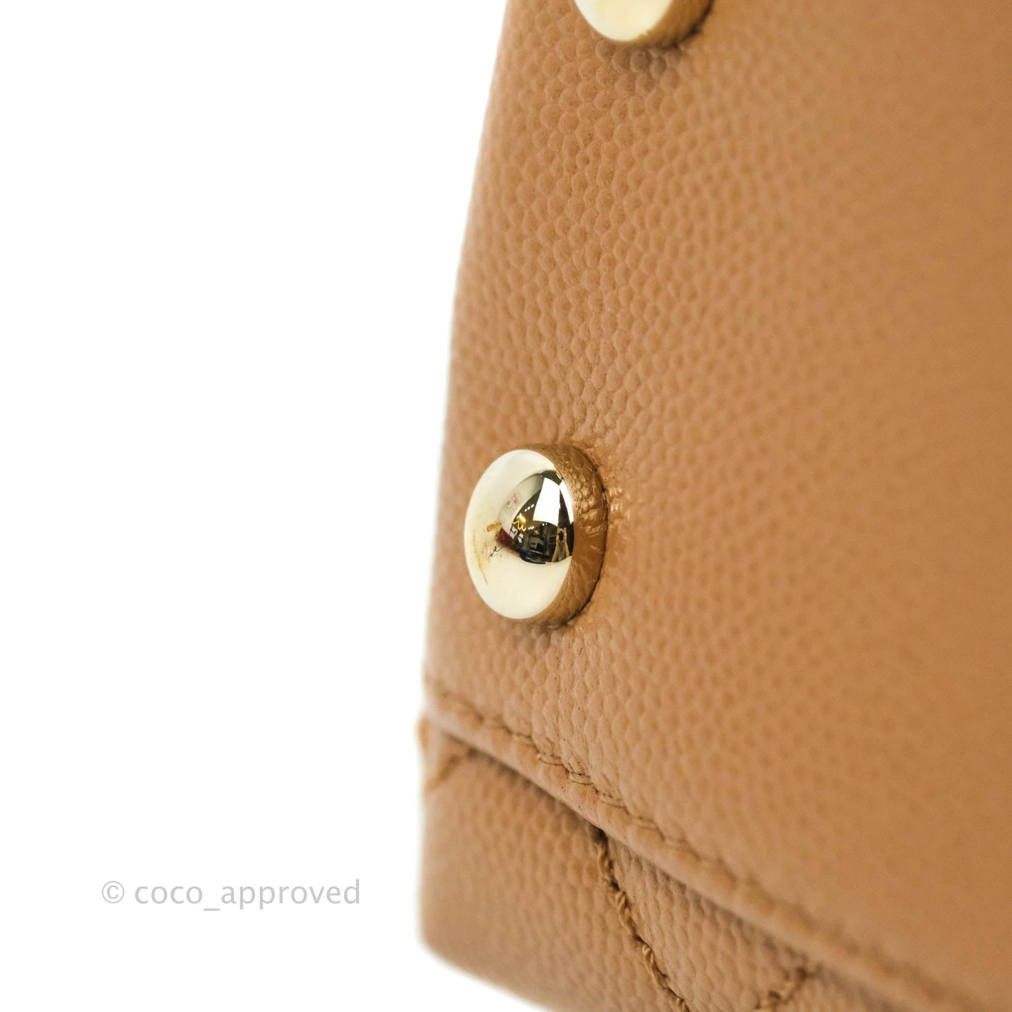 Chanel Mini (Small) Coco Handle Quilted Caramel Dark Beige Caviar Gold Hardware 21P
