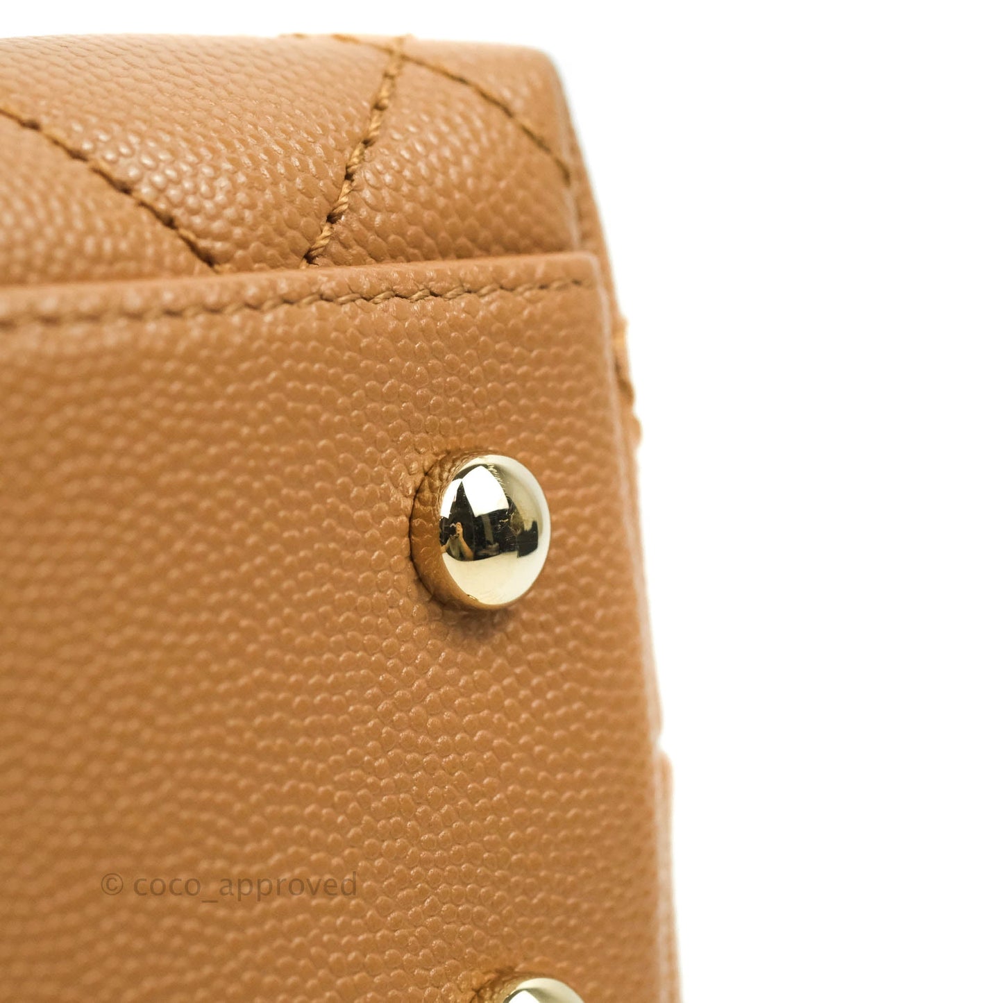 Chanel Mini (Small) Coco Handle Quilted Caramel Dark Beige Caviar Gold Hardware 21P