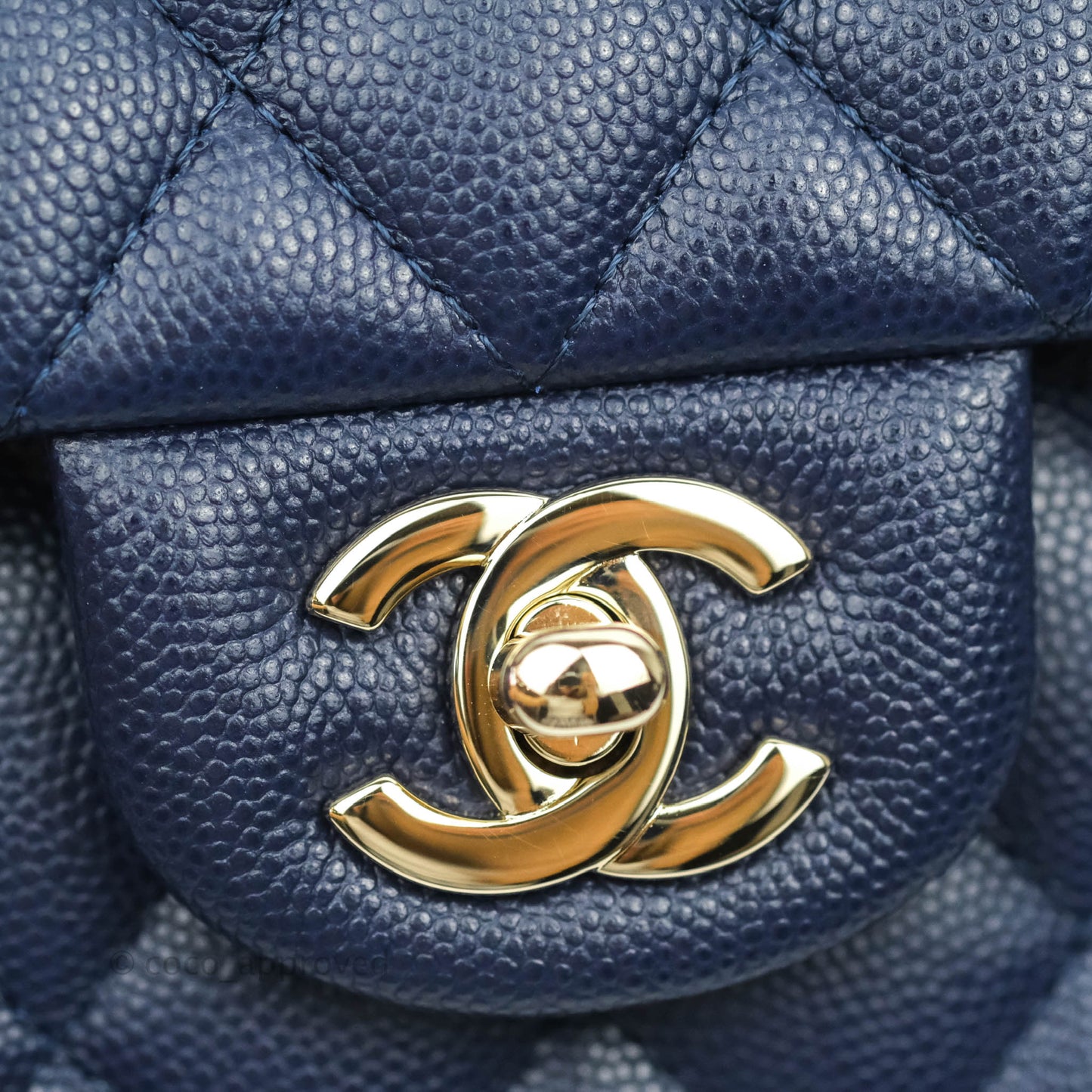 Chanel Classic Small S/M Flap Dark Blue Caviar Gold Hardware 21P