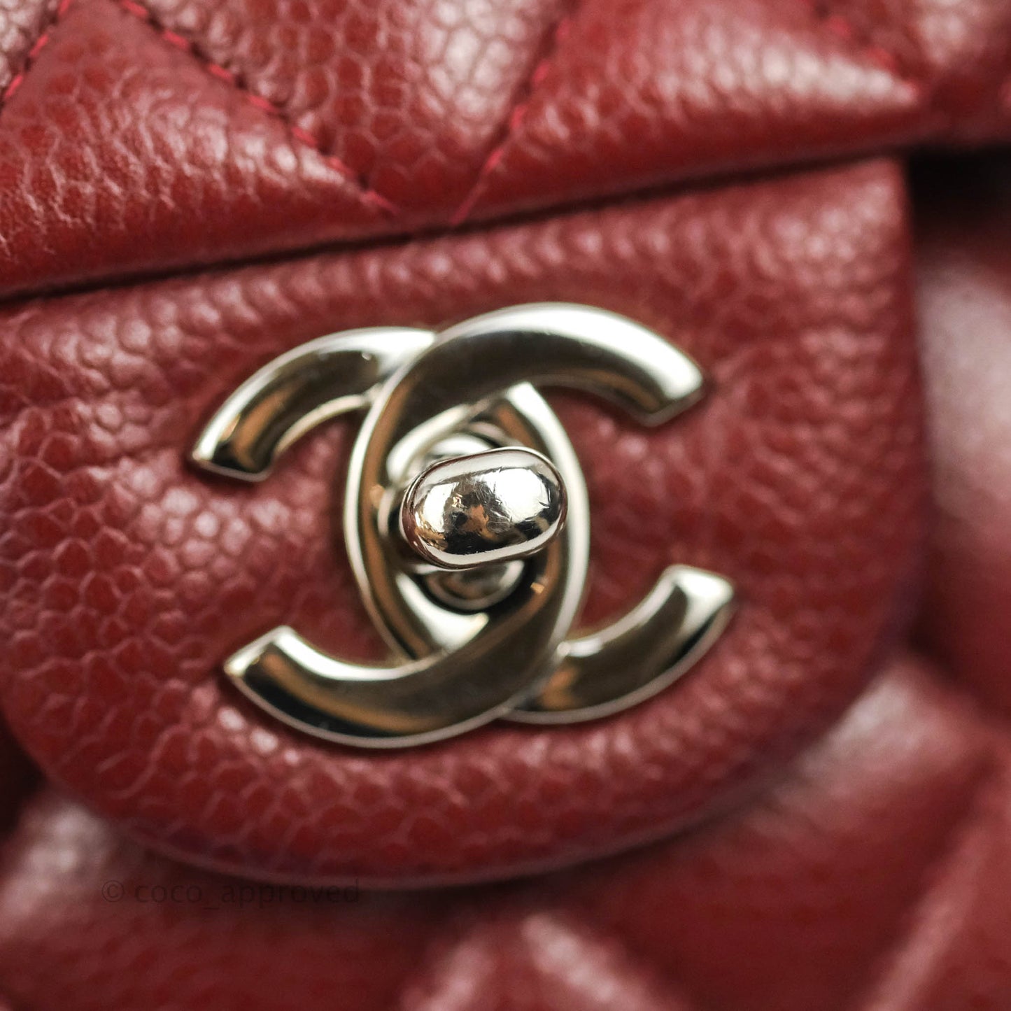 Chanel Classic M/L Medium Double Flap Red Caviar Silver Hardware