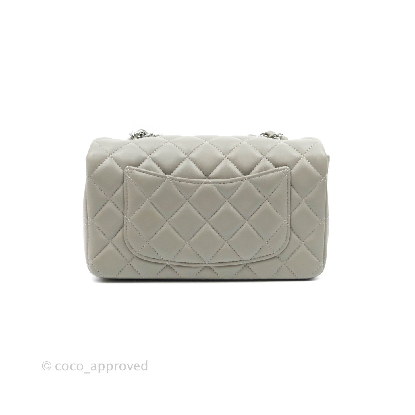 Chanel Quilted Mini Rectangular Grey Lambskin Silver Hardware 19B