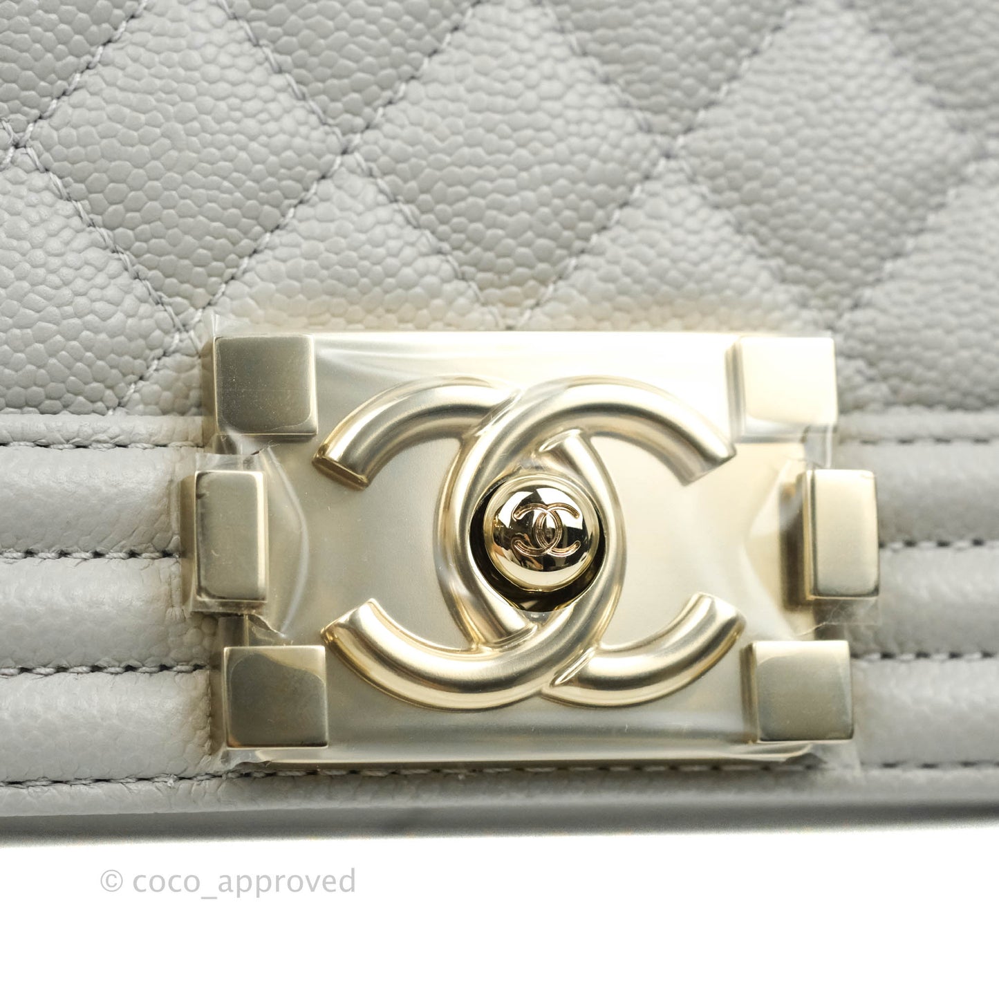 Chanel Old Medium Quilted Boy Bag Grey Caviar Gold Hardware
