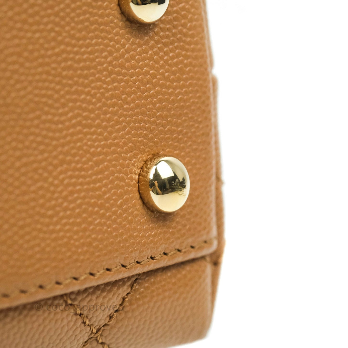 Chanel Mini (Small) Coco Handle Quilted Caramel Dark Beige Caviar Gold Hardware 21P