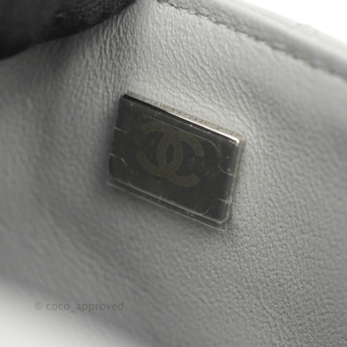 Chanel Classic Quilted Mini Rectangular Flap Grey Lambskin Silver Hardware 21B